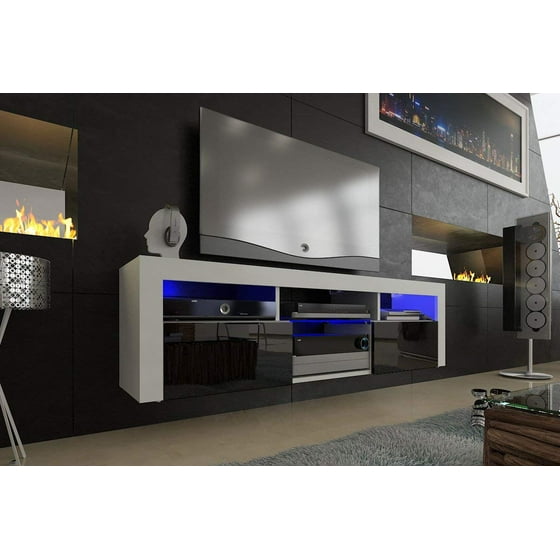 Bari 160 Wall Mounted Floating 63 Tv Stand Led Black White Bari 160 Wall Mounted Floating 63 Tv Stand Led Black White Com