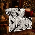 thumbnail image 3 of Large Flying Ravens Between Thick Twisted Branches, Soft Flannel Blanket with Bold ornate dark Silhouettes Print, Housewarming Gift and Home Decor for Bedroom and Living Room, 3 of 7
