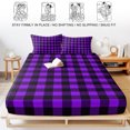 thumbnail image 5 of Twin XL Size Fitted Sheet Set - Black Purple Plaid 2 Piece Bedding Sets 16" Deep Pocket Fitted Sheet with 1 Pillowcases, Farmhouse Simple Buffalo Checked Brushed Microfiber Hotel Luxury Bed Sheets, 5 of 9