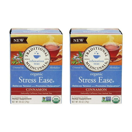 Tea Cinnamon Stress Ease Organic, 16 ct (Pack of 2), Relieves Tension and Promotes Relaxation By Traditional