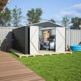 thumbnail image 4 of 10' x 12' Outdoor Shed, Multipurpose Storage Shed Heavy-Duty Frame, Peak Garden Tool Shed w/Double Doors, Extra Large Size Metal Shed for Patio Lawn Yard, 4 of 9