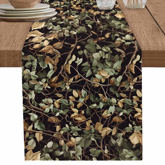 nqOlkjepod Vintage Leaves Branch Table Runner 72 Inches Long Farmhouse Dress Scarves, Farmhouse Botanical Dining Tablerunner for Coffee Table/Kitchen Island/Party Décor, 13" x 72"