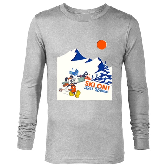 Disney Mickey Mouse Winter Sports Skiing Ski On Let’s Winter - Long Sleeve T-Shirt for Men - Customized-Athletic Heather