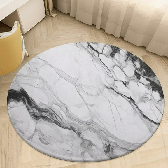 Abstract Colored Marble Round Area Rugs for Bedroom Living Room, 4FT Soft Indoor Circle Carpets, Carpet Home Decor Floor Mat