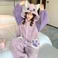 thumbnail image 2 of Kigurumis-ropa de dormir con capucha para hombre y mujer, pijama de lana de Coral con diseño de gato Kawaii, ropa de ocio para fiestas, Invierno, 2 of 4