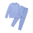 thumbnail image 3 of Haitryli Girls Boys Thermal Underwear Set Kids Base Layer Round Neck T-shirt with and Leggings Set Blue 15-16, 3 of 7