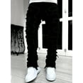 thumbnail image 5 of Creative Tassels Decoration Straight Fit Jeans, Men's Casual Medium Stretch Street Style Denim Pants For All Seasons, 5 of 10
