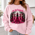 thumbnail image 3 of Breast Cancer Awareness Shirt, In October We Wear Pink Sweatshirt, Pink Witch Halloween Hoodie and T-Shirt, October Support Gift for Women, 3 of 9