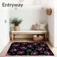 thumbnail image 3 of ODIKA 6'x9' Machine Washable Non-Slip Area Rug, Tropical Flamingo Holiday Wreath Door with Festive Design High Traffic Rug with Pad, Black, 653048, 3 of 8