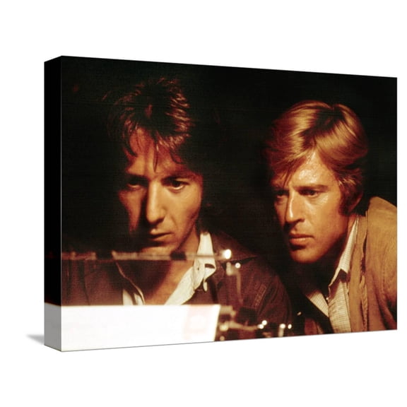 Art.com All The President's Men, Robert Redford, Dustin Hoffman, 1976 Stretched Canvas Print Wall Art, 16" x 12"
