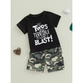 thumbnail image 5 of BemeyourBBs Toddler Baby Boys Birthday Outfits 2nd Birthday 2 Years Old Clothes Short Sleeve Letter Print T Shirt Tops and Camouflage Shorts Set Boys Summer Clothing, 5 of 9