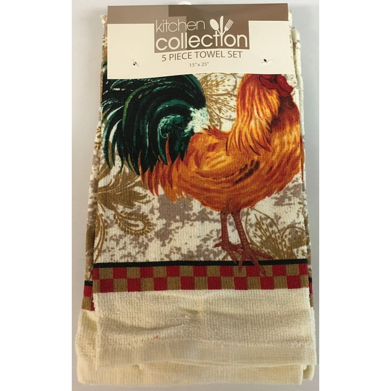 Set of 5 Kitchen Towels Rooster Walmart