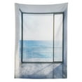 thumbnail image 3 of Ambesonne White Tablecloth Rectangular Table Cover, Ocean Scenery Apartment, 60"x84", Sky Blue White and Black, 3 of 4
