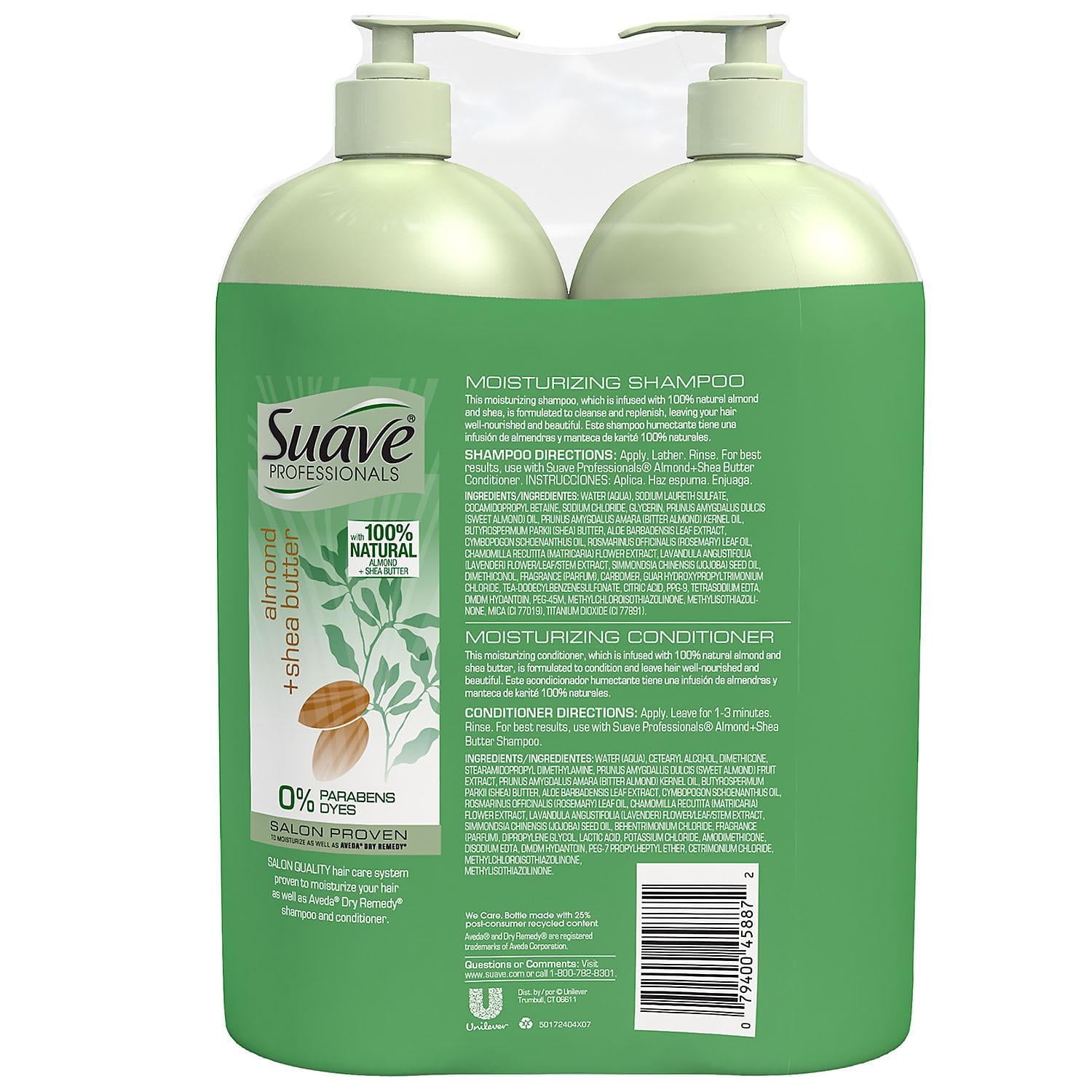 Suave Pro Almond & Shea Butter Shampoo & Conditioner (40 fl.oz, 2 Pack)