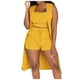 thumbnail image 1 of 2025 Conjunto de 3 piezas para mujer: abrigo sin mangas acanalado, chaleco y pantalones cortos, color liso, ropa informal/de fiesta, tallas S-XXL, 1 of 5