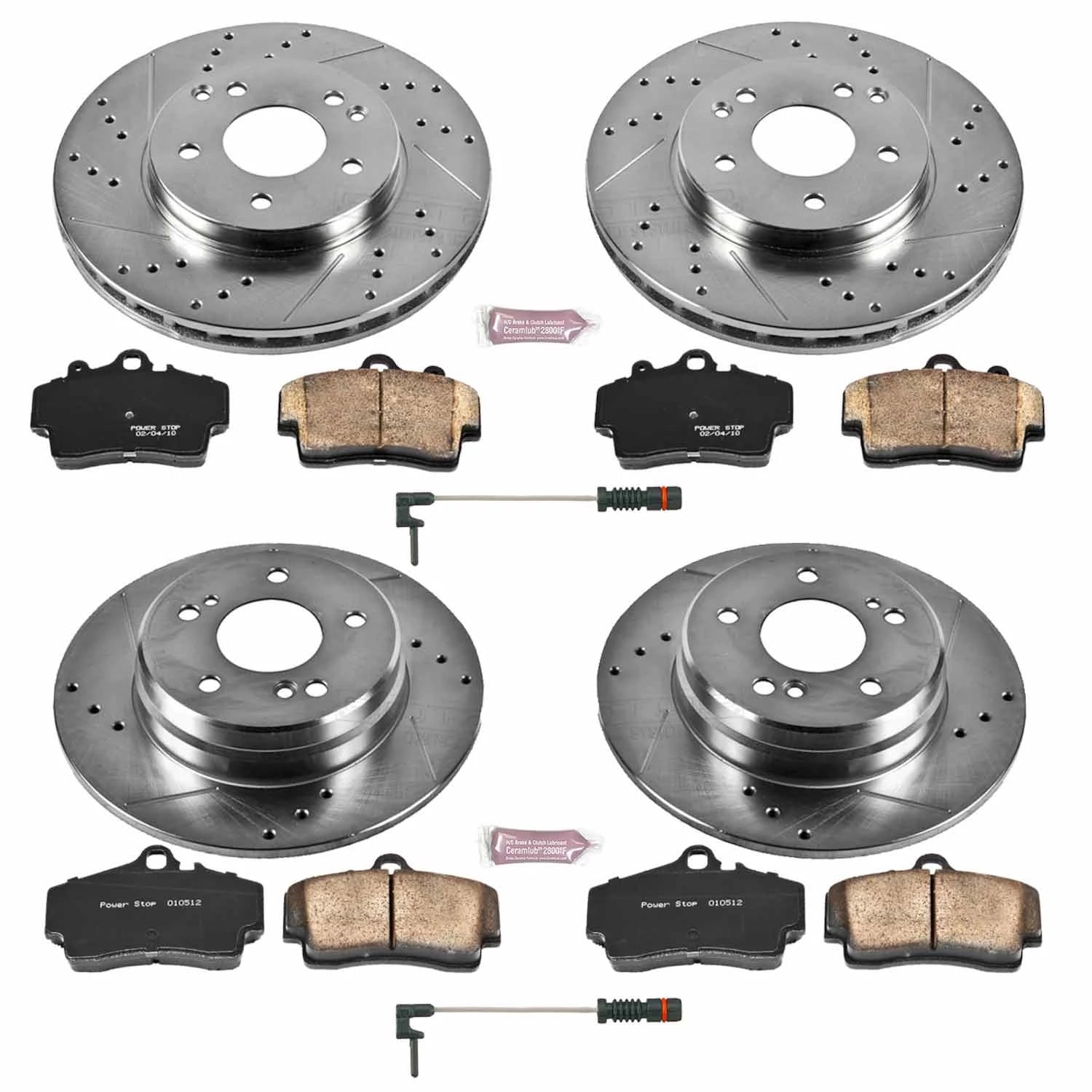Power Stop Front and Rear Ceramic Brake Pad and Drilled & Slotted Rotor Kit K4417