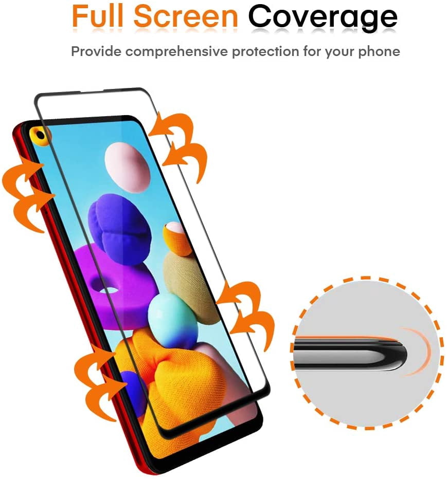 3 Pieces Tempered Glass Screen Protector for Samsung Galaxy A21s, [Full Cover] Tempered Glass Screen Protector Tempered Glass Tempered Glass Display Tempered Glass for Samsung Galaxy A21s