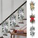 thumbnail image 1 of Corona grande de lazo navideño para colgar puertas - Decoración navideña de espuma de PE roja y plateada de 23,6" para escaleras y decoración del hogar, 1 of 7