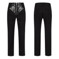 thumbnail image 1 of Pantalones largos para hombre, estilo casual, con bolsillos y cremallera, estilo vintage, de poliéster., 1 of 9