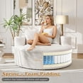 thumbnail image 4 of Muumblus 55" Indoor Round Chaise Lounge with Cup Holders, Oversized Boneless Accent Barrel Chair, Beige Corduroy, 4 of 10
