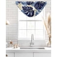 thumbnail image 4 of Waterfall Valances for Windows, Blue Palm Leaves Kitchen Sheer Valance Curtains, Farmhouse Summer Beige Tropical Plants Rod Pocket Elegant Swag Valances for Living Room Bedroom, 47.2"x38.5", 3 Panel, 4 of 8