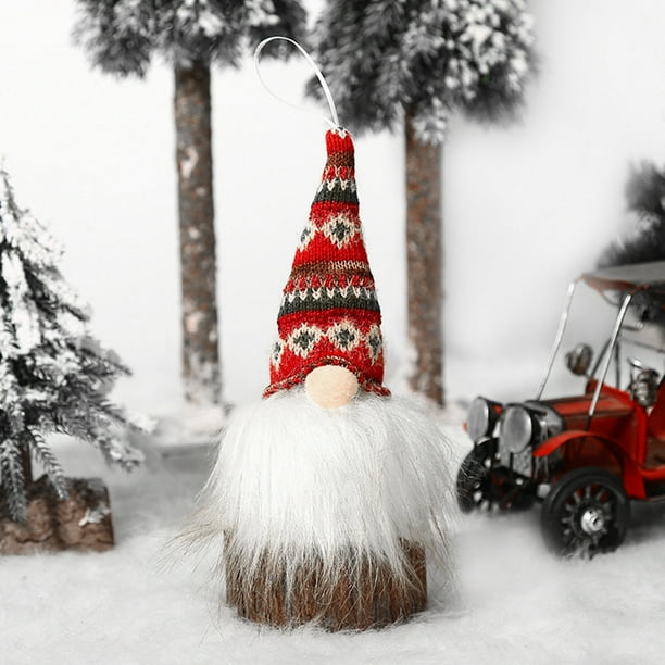 Cotton Gnome Christmas Ornament with Light Up Rudolph Nose for Holiday Tree and Home Decor