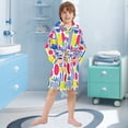 thumbnail image 5 of FORMRS Niños Bathrobe Unisex Hooded Robe Soft Plush Pajamas Sleepwear, Size 7-9T, Red Retro Shapes, 5 of 7