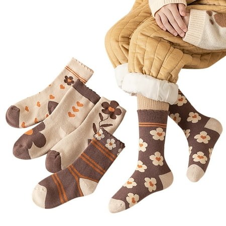 

Kids Socks New Pattern Warm Socks Cute Plush Ear Christmas Printed Socks Soft Socks 5-Pack
