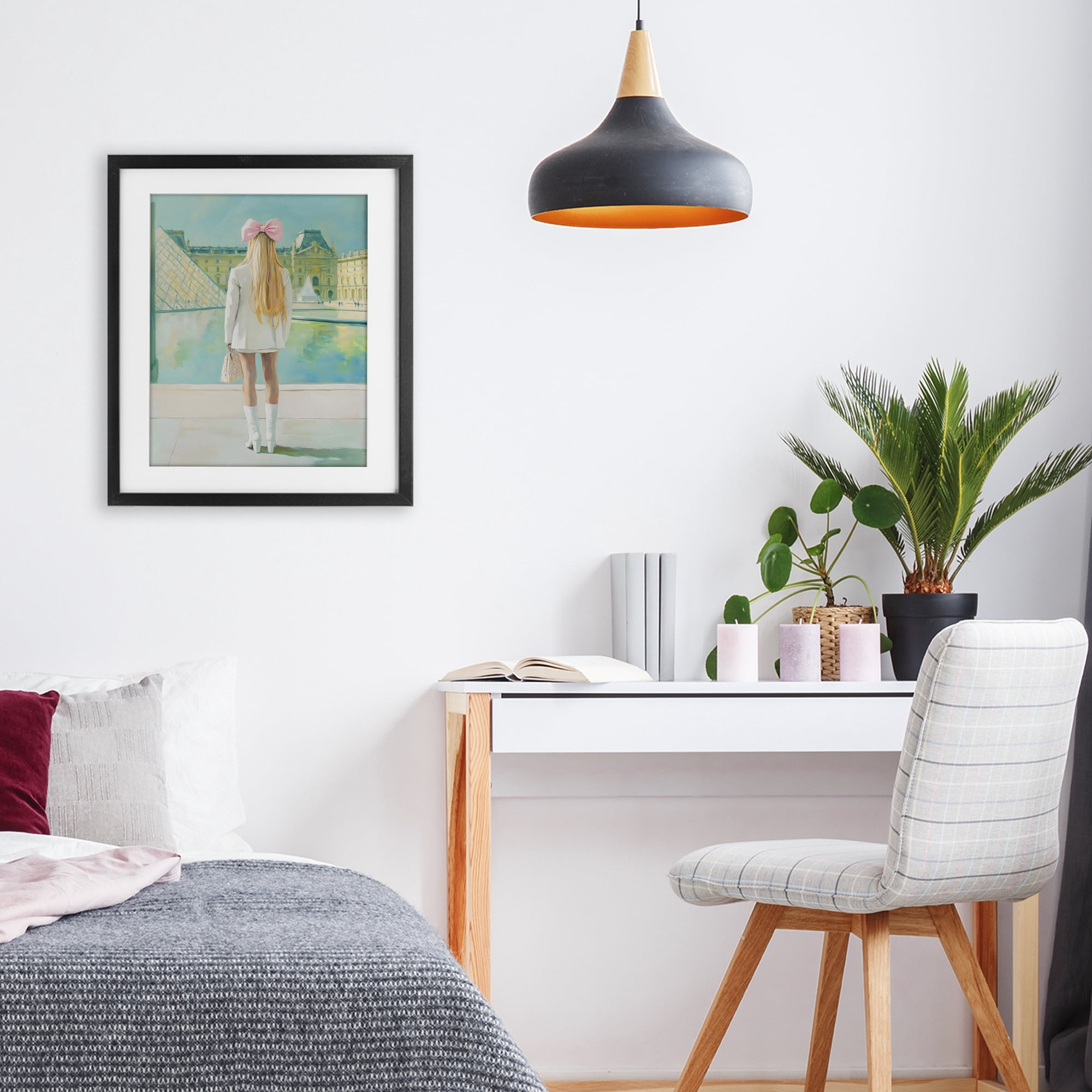 Stupell Industries Girl In Paris Observing Black Framed Print Under Glass, design by The Prints Vibe