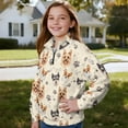 thumbnail image 3 of Uorisanigo Girls Half Zip Pullover Sweatshirt Oversized Athletic Tops Cute Dog Print Long Sleeve Pullover Top Kids Youth Back To School Sweatshirts Quarter Zipper Hoodies No Hood, 3 of 7