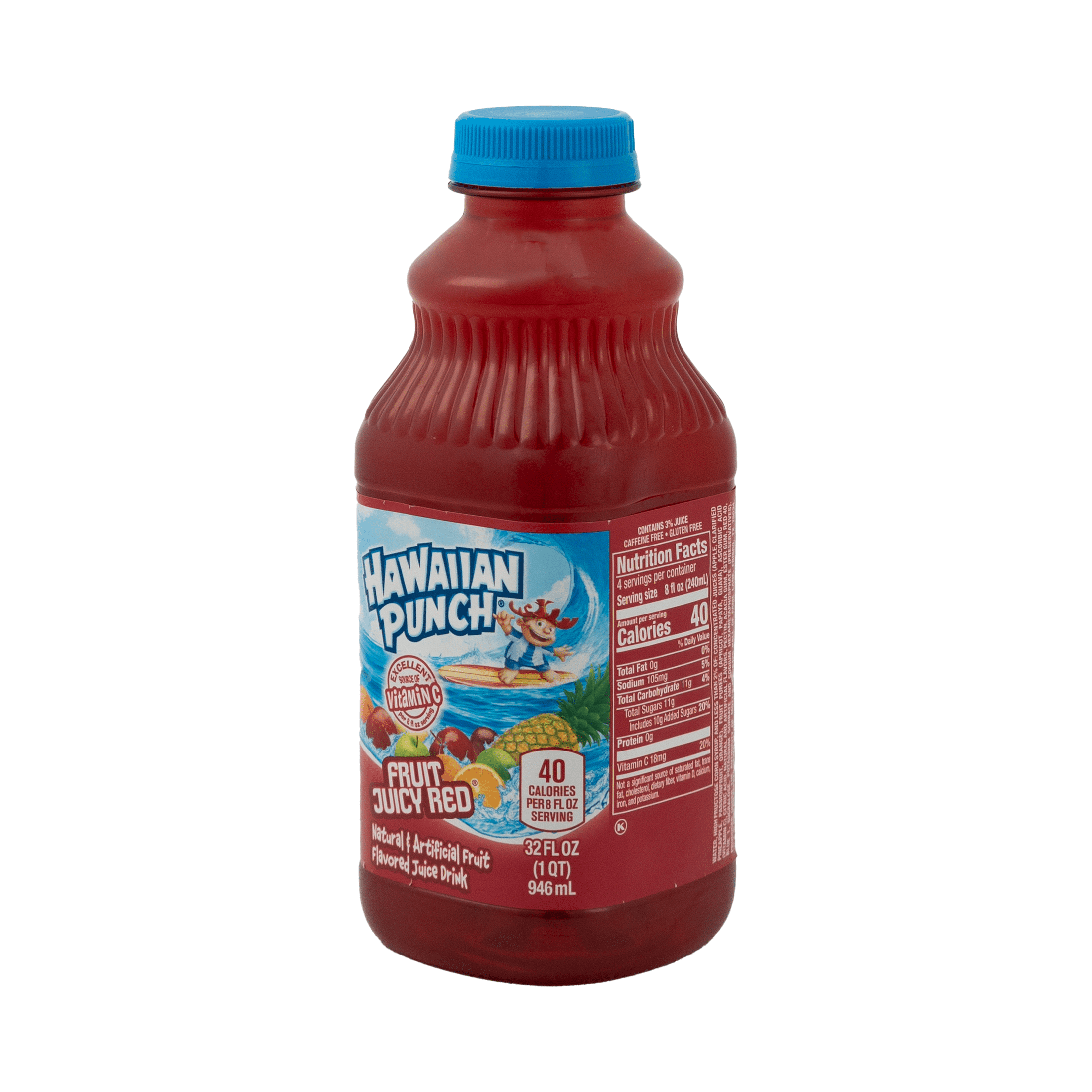 Hawaiian Punch Fruit Juicy Red Fruit Punch Juice, 32fl oz, Gluten Free, Shelf Stable, Plastic Bottle