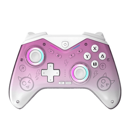 BT Wireless Game Controller with RGB Light and Dual Vibration, Universal Joystick for Steam, iOS and Android Devices