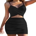 thumbnail image 1 of Robe Courte Sans Manches pour Femmes à Découpes, Froncée, à Bretelles Spaghetti, Robe de Soirée, 1 of 7