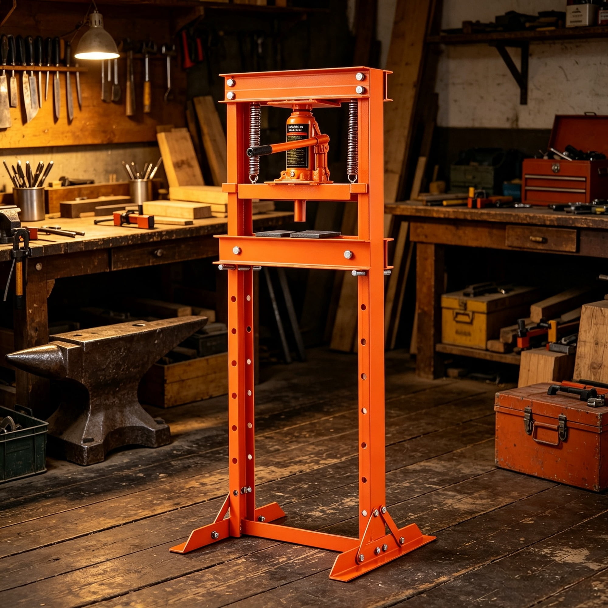 12 Ton H-Frame Hydraulic Shop Press, Adjustable Floor Press with Plates for Garage & Workshop
