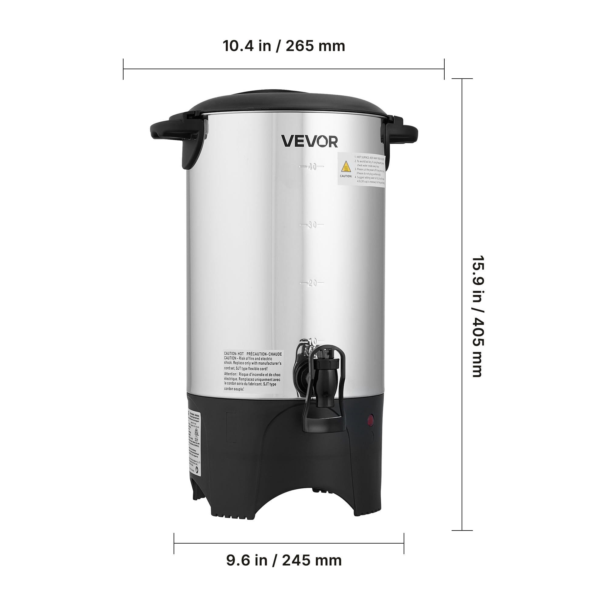 VEVOR Commercial Coffee Urn, 40 Cup 6 L Hot Beverage Dispenser with Dripless Faucet, Quick-Brewing Commercial Coffee Maker, with Stainless Steel Liner, for Catering, Business, Church & Restaurant
