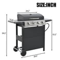 thumbnail image 3 of 34,000 BTU Propane Gas Grill, 4-Burner Stainless Steel Gas Grill w/ Two Shelves, Lid, 2 Wheels and Bottle Opener for Outdoor Patio Garden, Black, 3 of 10