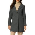 thumbnail image 1 of INSPIRE CHIC Women's Half Lapel Long Sleeves One Button Winter Mid-Length Overcoat L Deep Gray, 1 of 5
