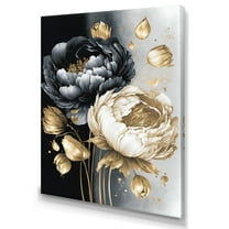Designart Black And White Watercolor Roses IV Canvas Wall Art