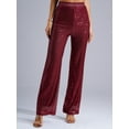 thumbnail image 3 of iiniim Women's Sparkly Sequin High Wasit Pants Straight Wide Leg Trousers for Club Party Burgundy 3XL, 3 of 7