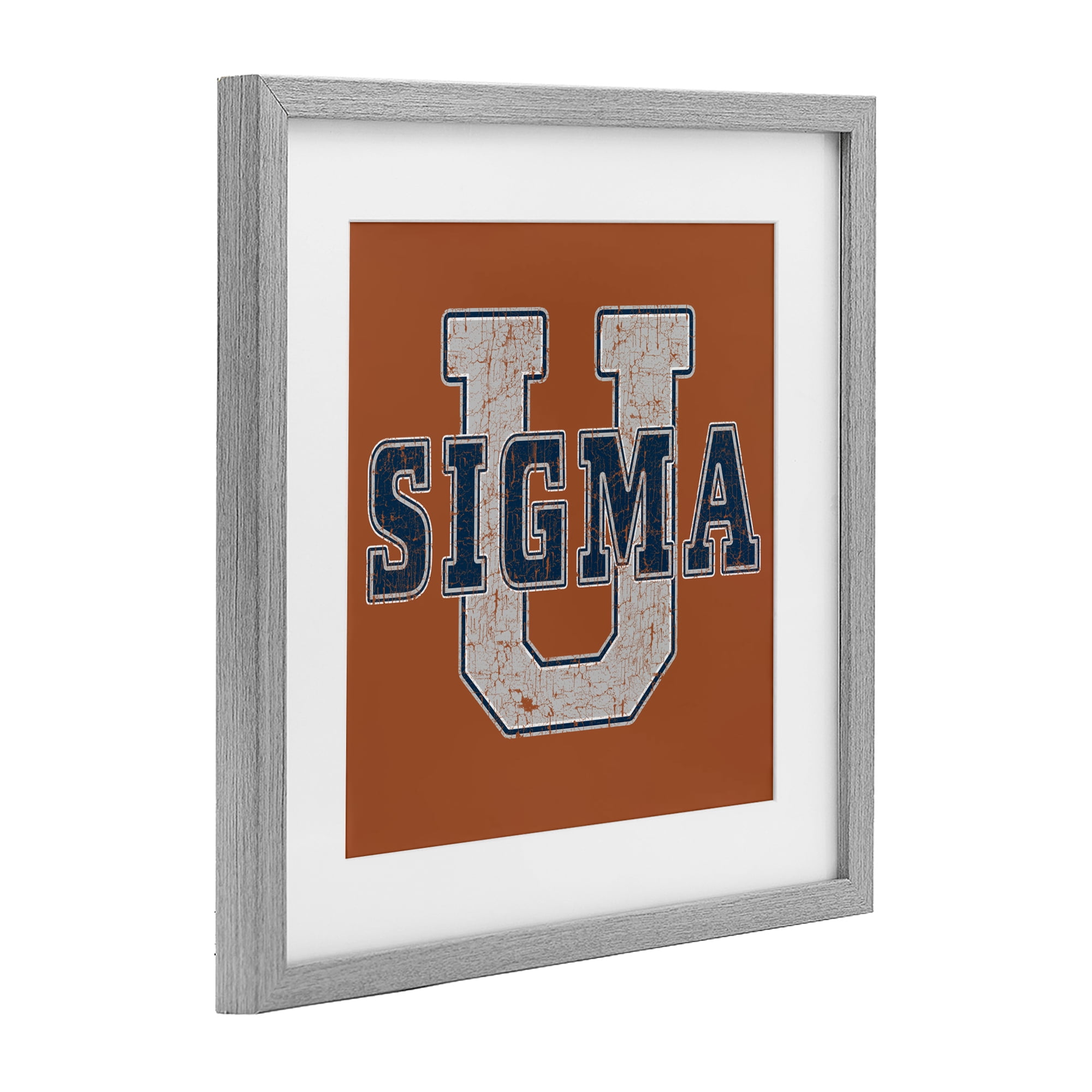 Stupell Industries Sigma University on Brown Gray Framed Print Under Glass, design by Grotto Studios