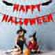 thumbnail image 4 of Happy Halloween Banner Decoraciones de Halloween, Guirnalda colgante de Halloween con purpurina roja con murciélagos aterradores Zombie Vampire Diaries Horror Bloody Halloween Photo Prop Fiesta de Halloween ER, 4 of 7
