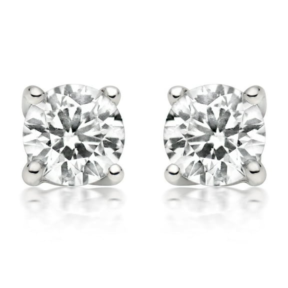 JewelMore 1/4ct tw Diamond Stud Earring in 14k White Gold
