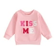 thumbnail image 2 of Bagilaanoe Toddler Baby Girl Valentine's Day Sweatshirt Long Sleeve Letter Embroidery Pullover 6M 12M 18M 24M 3T Kids Loose Tee Tops, 2 of 9