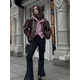 thumbnail image 1 of Chaqueta de cuero empalmado con cremalleras y solapa para mujer, abrigo Vintage de manga larga con bolsillos dobles, ropa de calle para otoño, 2023, 1 of 5