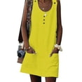 thumbnail image 1 of Robe Mini Décontractée pour Femmes Boho Sans Manches Col Rond Tunique de Fête Hauts Longs Amples Boutons Robes de Plage d'Été Vacances, 1 of 5