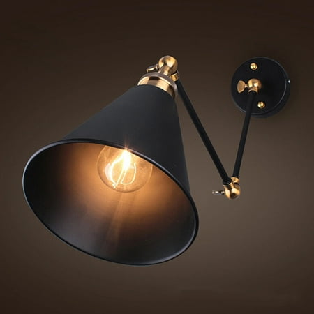 Retro Wall Sconces 270 Swing Arm Wall Lamp Wall Mounted Lighting Metal Lampshade Fixture Fitting For Loft Home Shop Decoration