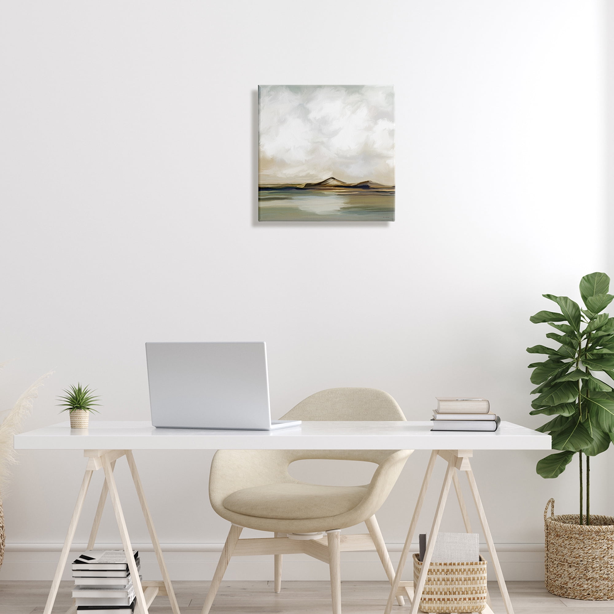 Stupell Industries Turbulent Clouds Mountain Peak Lakeside Landscape Modern Painting Gallery-Wrapped Canvas Print Wall Art, 17 x 17, Design by Ramonda Murdock
