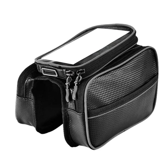 Nituyy Bike Front Frame Bag Touchable Transparent Bicycle Phone Holder Bike Storage Pouch with Zipper Pockets