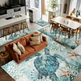 thumbnail image 5 of Teal Sea Turtle Coastal Area Rugs 2.7x5 for Living Room, Nautical Summer Beach Starfish Non Slip Washable Rug Runner, Low Pile Indoor Floor Carpet Mat Bathroom Rugs for Bedroom, Kids Room, 5 of 9