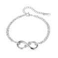 thumbnail image 1 of Pulsera para niñas y mujeres de acero inoxidable con circonita cúbica y colgante de corazón ajustable, 1 of 5